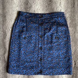 Banana Republic  Black & Blue Leopard Print Skirt
